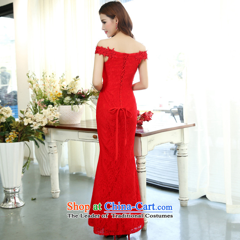 Mei Lin Shing 2015 new Korean fashion Sau San dress marriages long drink service banquet moderator evening dresses red , L, the chin (BENQIAN) , , , shopping on the Internet