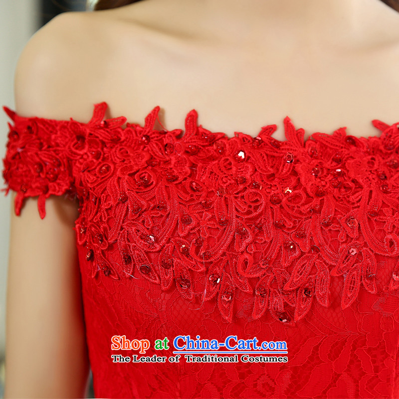 Mei Lin Shing 2015 new Korean fashion Sau San dress marriages long drink service banquet moderator evening dresses red , L, the chin (BENQIAN) , , , shopping on the Internet