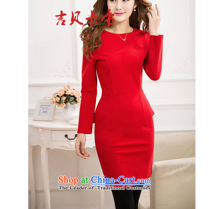 Gibez card in Dili, long-sleeved elegant spring 2015 Sau San, forming the gift of the Korean version of service skirt marriage red dress female red , L, Gil Bekaa in Dili (JIBEIKADI) , , , shopping on the Internet