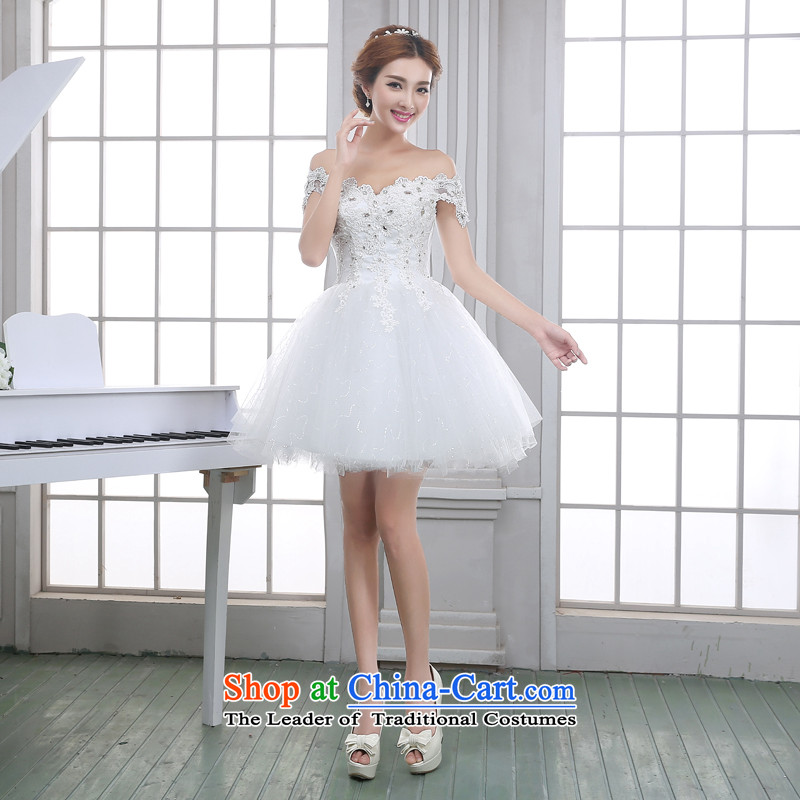 The knot true love beauty wedding dresses 2015 new evening dresses lace bridesmaid service, the white field shoulder small dress skirt female white M Chengjia True Love , , , shopping on the Internet