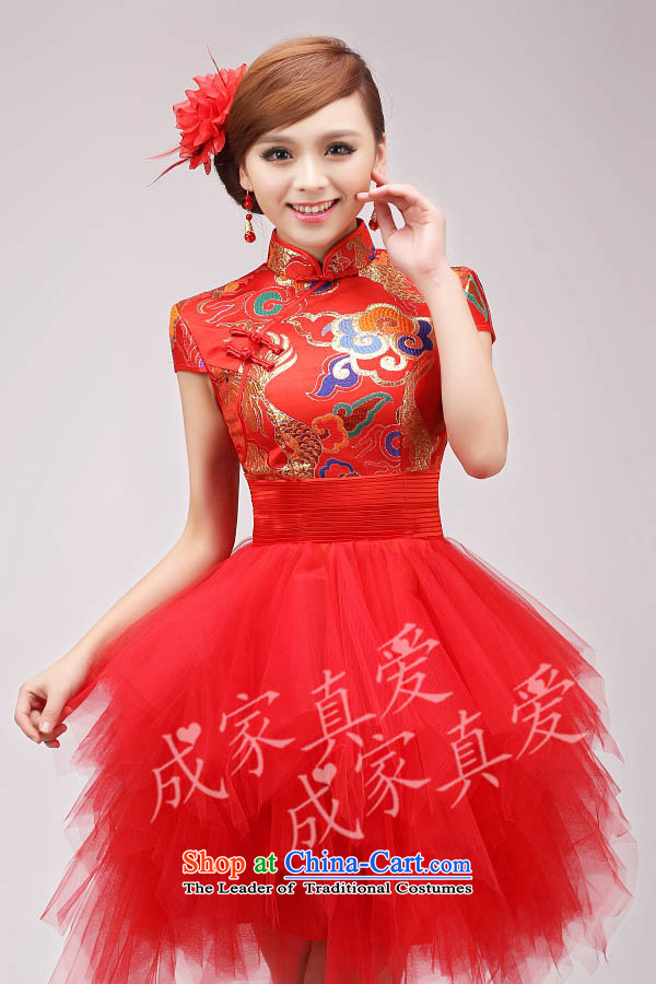 The knot true love robes of the dragon, improved Chinese marriage of autumn and winter clothing/red stylish bows length) Bride cheongsam red waist wave wrinkle S picture, prices, brand platters! The elections are supplied in the national character of distribution, so action, buy now enjoy more preferential! As soon as possible.