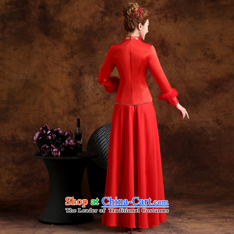 The knot true love winter bows services improved new 2015 qipao stylish wedding dress bride retro long-sleeved red M chengjia long True Love , , , shopping on the Internet