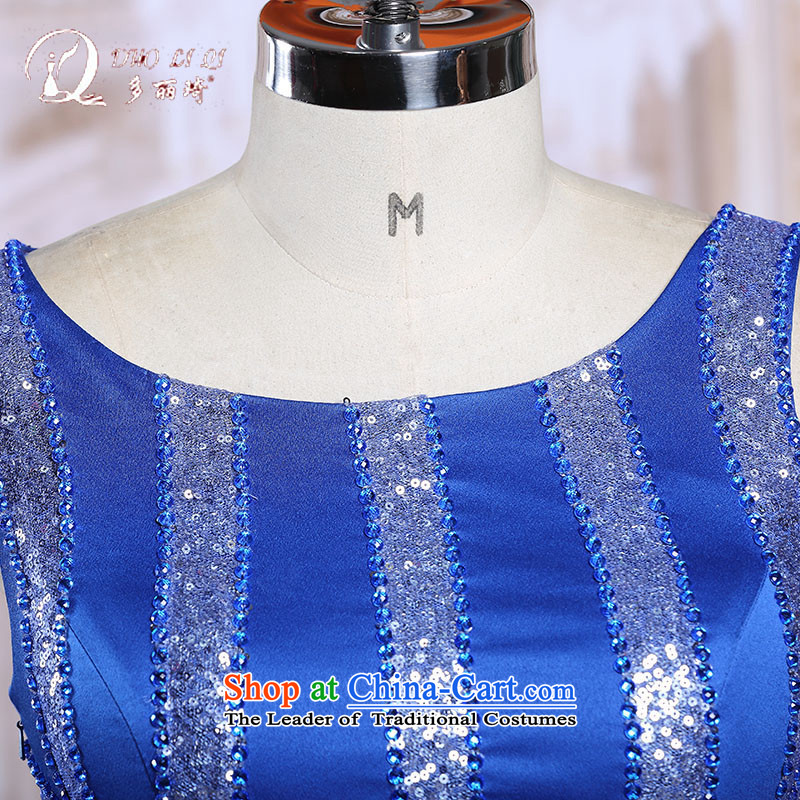 Doris Qi 2015 winter clothing bride bows blue staple-ju long gown banquet dinner dress Blue M, Doris Qi (doris dress) , , , shopping on the Internet
