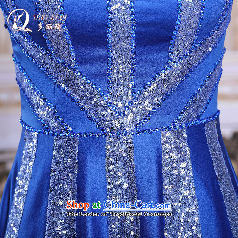 Doris Qi 2015 winter clothing bride bows blue staple-ju long gown banquet dinner dress Blue M, Doris Qi (doris dress) , , , shopping on the Internet