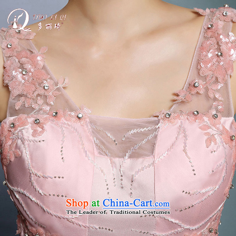 Doris Qi bows Service Bridal Fashion 2015 pink big terrace back and sexy betrothal wedding dress pink XXL