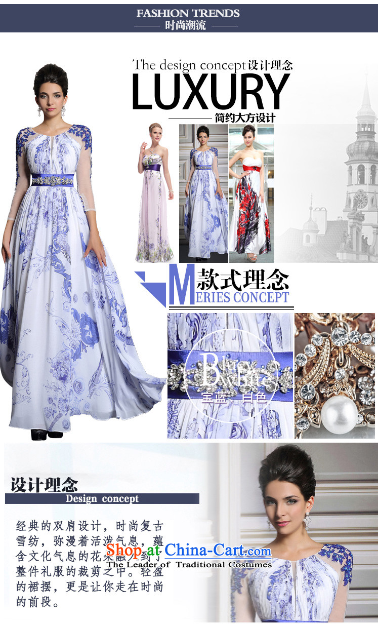 Doris Qi evening dresses spring 2015 China wind Mudan stamp long skirt presided over a long-sleeved blue dress White M picture, prices, brand platters! The elections are supplied in the national character of distribution, so action, buy now enjoy more preferential! As soon as possible.