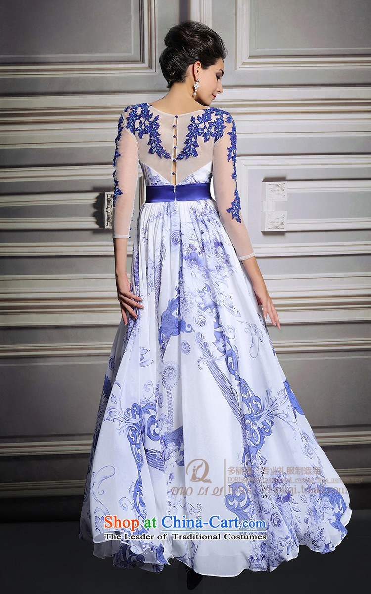 Doris Qi evening dresses spring 2015 China wind Mudan stamp long skirt presided over a long-sleeved blue dress White M picture, prices, brand platters! The elections are supplied in the national character of distribution, so action, buy now enjoy more preferential! As soon as possible.