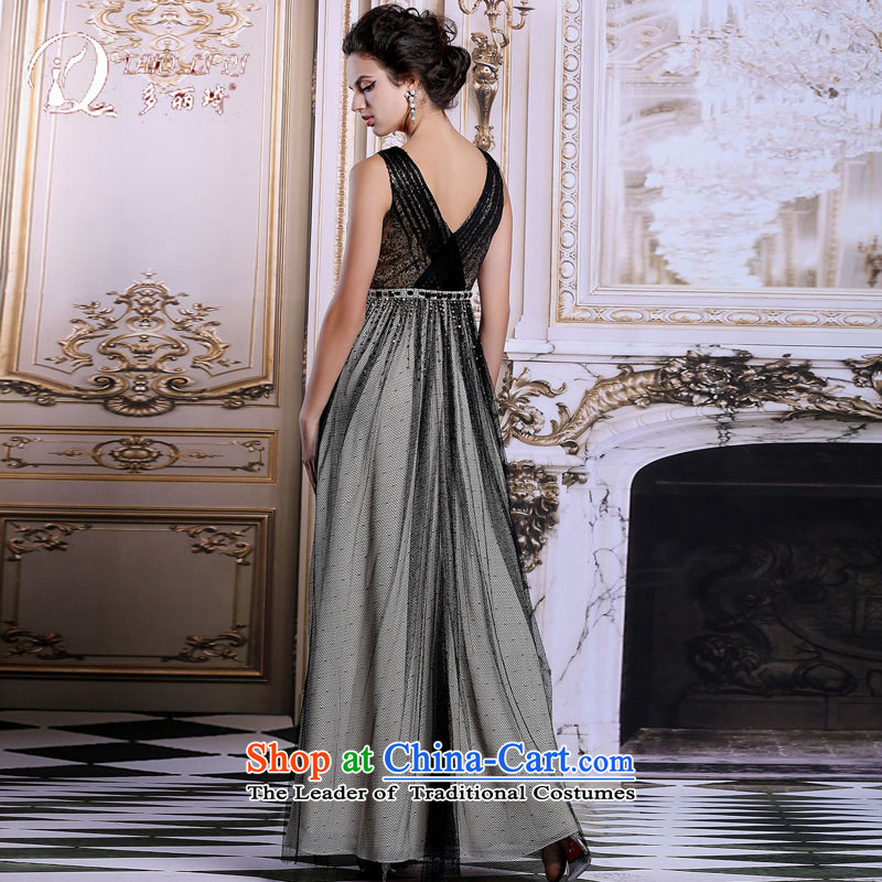 Doris Qi banquet evening dress long black shoulder under the auspices of the annual session of the small black girl S more dress Lai Ki (doris dress) , , , shopping on the Internet