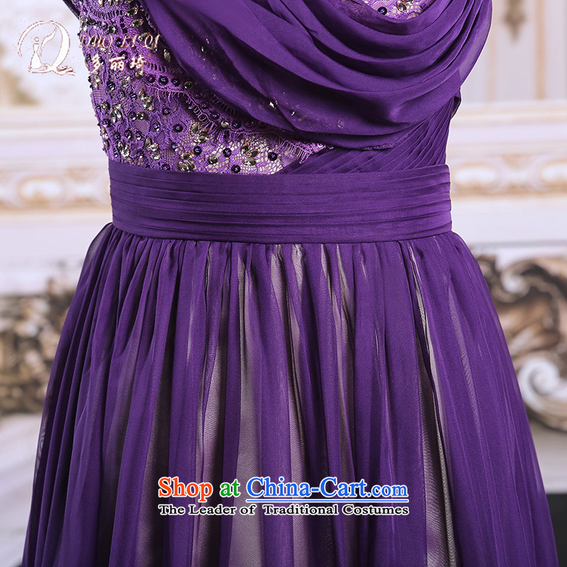 Doris Qi bride bows to winter purple shoulder bridesmaid sister annual meeting of persons chairing the banquet evening dresses Long Purple S, Doris Qi (doris dress) , , , shopping on the Internet