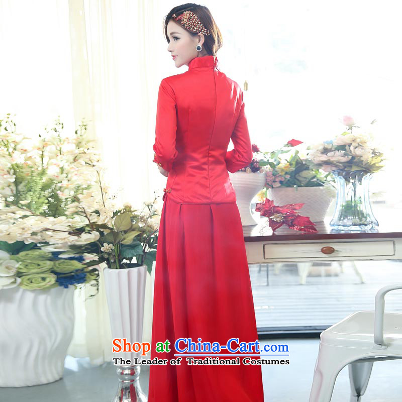 To Doi Shu spring 2015 the new bride services installed qipao bows wedding dress long red lace retro autumn and winter-soo Wo Service 1506 picture color , L, L'Tai Kiu , , , shopping on the Internet