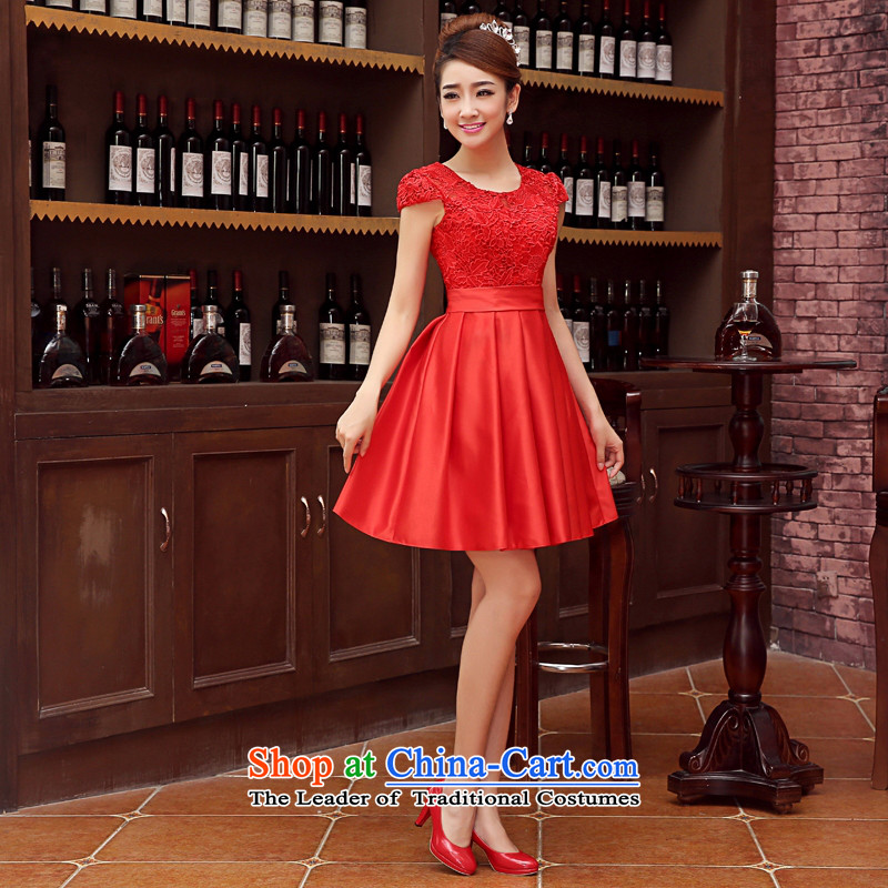 Wedding dress bride bows services 2015 new wedding dress bridesmaid serving evening dress short, shoulder strap RED M, Charlene Choi spirit has been pressed shopping on the Internet