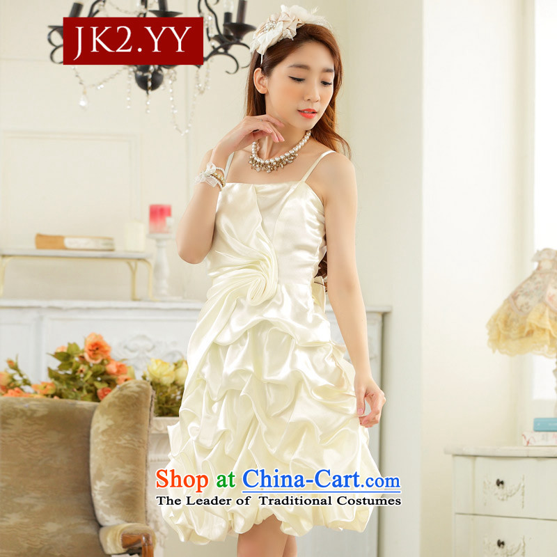  The Korean version of the stylish JK2 evening dress straps for wrinkle show skirt bridesmaid dress lanterns skirt host dress dresses jade green XXXL,JK2.YY,,, shopping on the Internet