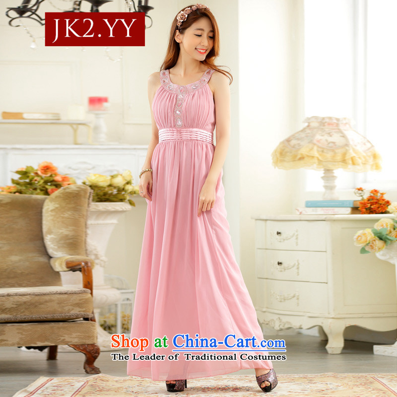  The Korean version of the Kandahar shoulder JK2 nail on the Pearl River delta drilling-long gown chiffon pink dresses are code