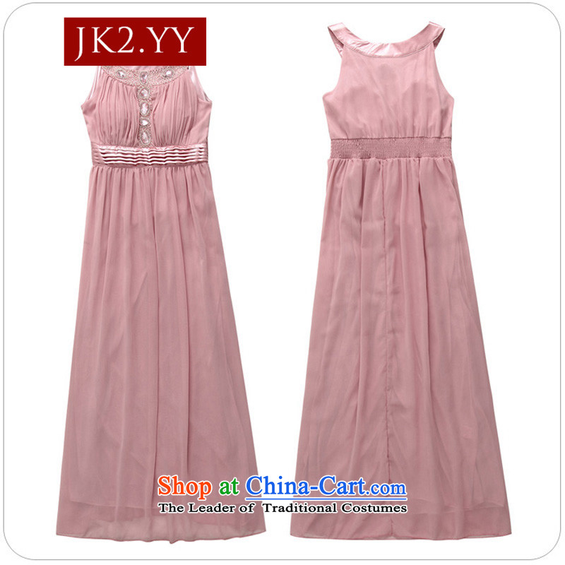  The Korean version of the Kandahar shoulder JK2 nail on the Pearl River delta drilling-long gown chiffon pink dresses are code ,JK2.YY,,, shopping on the Internet