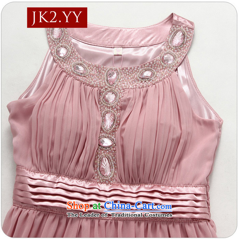  The Korean version of the Kandahar shoulder JK2 nail on the Pearl River delta drilling-long gown chiffon pink dresses are code ,JK2.YY,,, shopping on the Internet