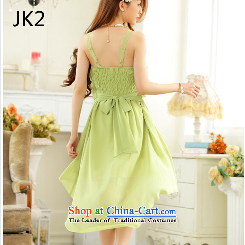 Pretty and stylish dovetail skirt chiffon niba straps sister skirt dress dresses JK2 9922 fruit green XL,JK2.YY,,, shopping on the Internet