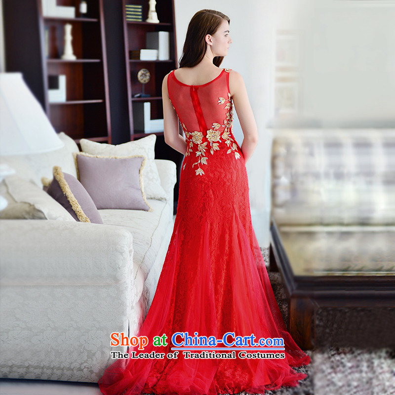 Full Chamber Fong, 2015 Red long V-Neck embroidery bride bows wedding set winter clothing crowsfoot red tail 15cm 173-XL, full Chamber Fong shopping on the Internet has been pressed.
