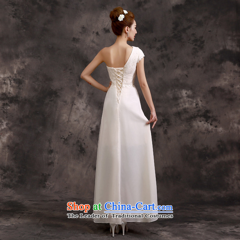 The privilege of serving the summer and fall of 2015-leung bridal dresses bridesmaid mission sister skirt long evening dresses champagne color bridesmaids B02) - M, Beveled Shoulder the privilege of serving-leung , , , shopping on the Internet