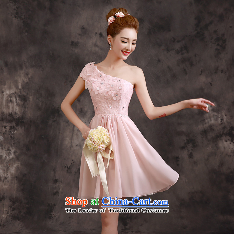 The privilege of serving-leung 2015 Summer new sister bridesmaid dress dress in short, small dress bridesmaids pink B02) - Beveled Shoulder L, a service-leung , , , shopping on the Internet