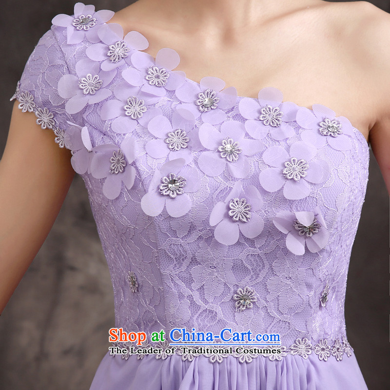 The privilege of serving-leung 2015 new spring and summer bridesmaid sister mission of serving short skirt purple small dresses dress bridesmaids B - Beveled Shoulder L, a service-leung , , , shopping on the Internet