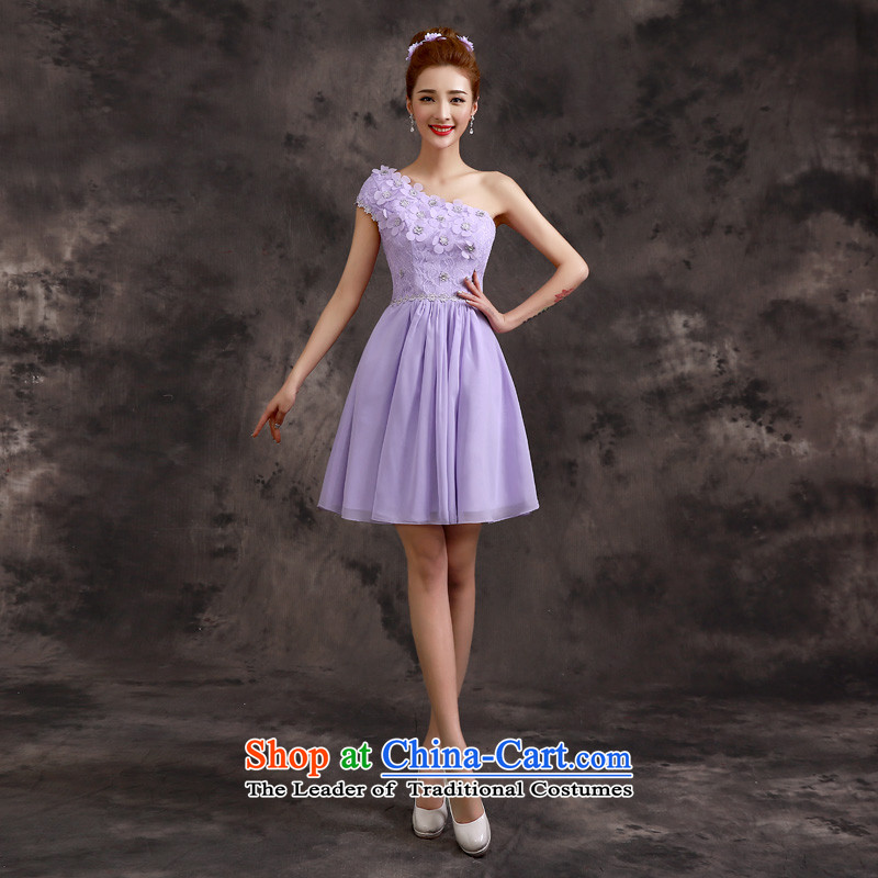 The privilege of serving-leung 2015 new spring and summer bridesmaid sister mission of serving short skirt purple small dresses dress bridesmaids B - Beveled Shoulder L, a service-leung , , , shopping on the Internet