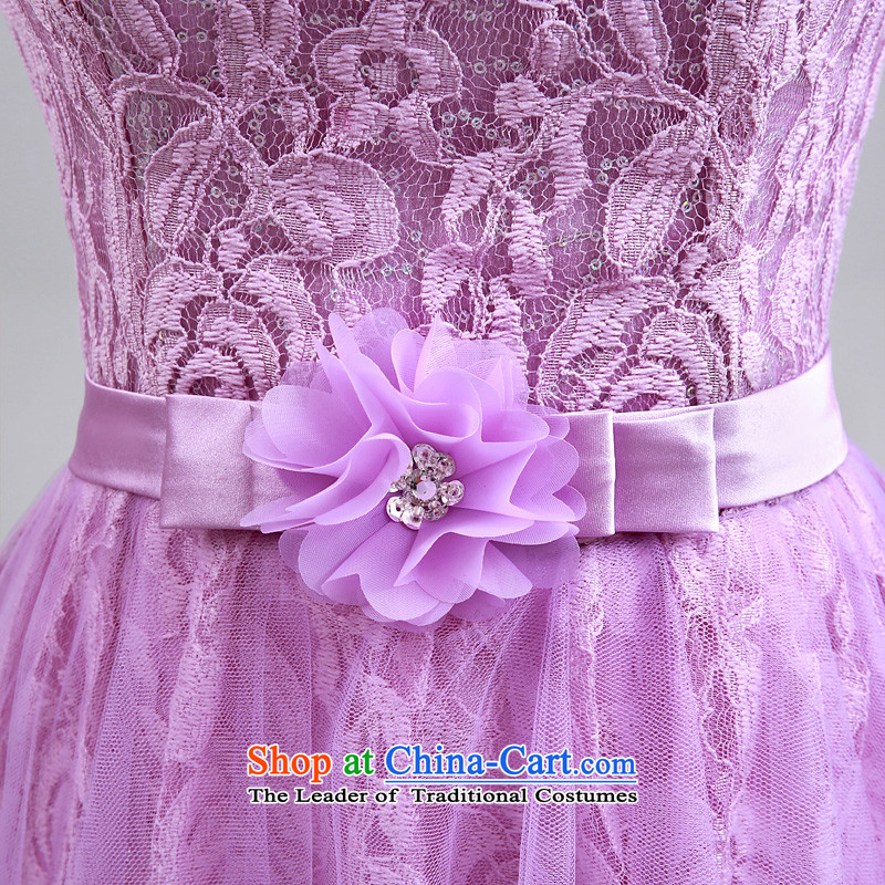 The privilege of serving-leung 2015 summer short of the new mission and sisters bridesmaid skirt small dress bridesmaids evening dresses purple E07) -605 lace shoulders S honor services-leung , , , shopping on the Internet