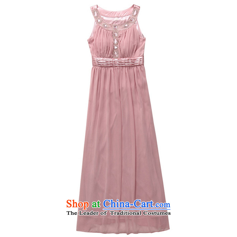 The 2015 new hand nailed on the Pearl River delta drilling-long evening dresses thick mm xl western banquet chiffon dresses sleeveless long skirt pink are code, the constitution has been pressed clothes shopping on the Internet