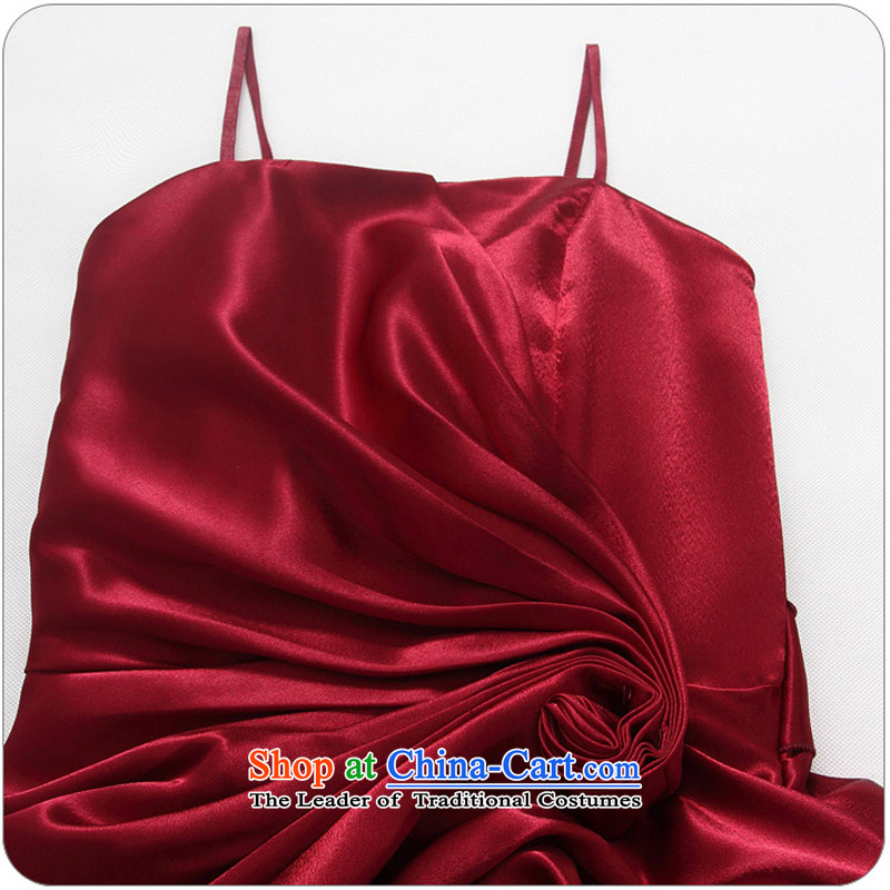 The new 2015 XL Women's annual dinner dress bare shoulders and sexy slips of paper lanterns skirt chaired the wrinkle show small dress thick mm dresses wine red to large 3XL 160-180, Constitution Yi shopping on the Internet has been pressed.