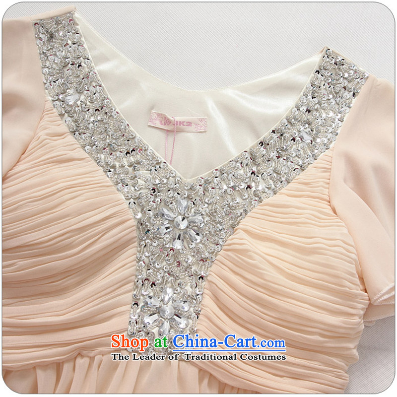 The 2015 annual meeting of the new atmosphere on-chip horn cuff V-Neck xl women small evening dresses thick sister Europe focus chiffon long skirt the skirt of champagne will, Constitution Yi shopping on the Internet has been pressed.