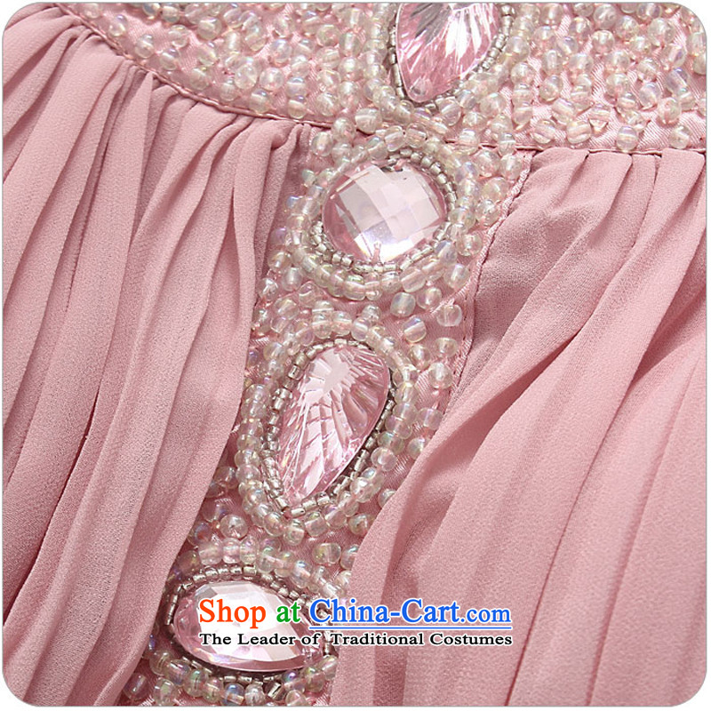 The 2015 new western plain manual nail on the Pearl River delta drilling-long gown xl women long skirt thick mm chiffon summer banquet dresses pink large 2XL 140-160 characters that constitution Yi shopping on the Internet has been pressed.