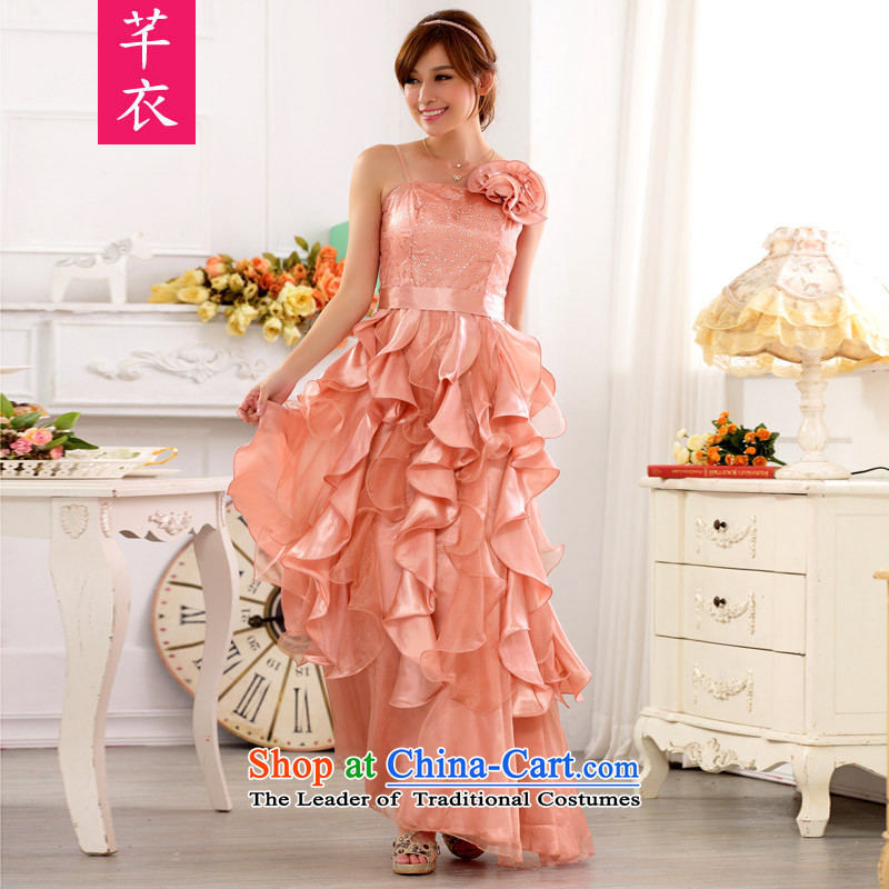 2015 new women's beauty and variety shows night show services skirt large on-chip of Princess skirt the lifting strap is deeply long evening dresses annual focus dresses pink large 3XL 160-180 catty