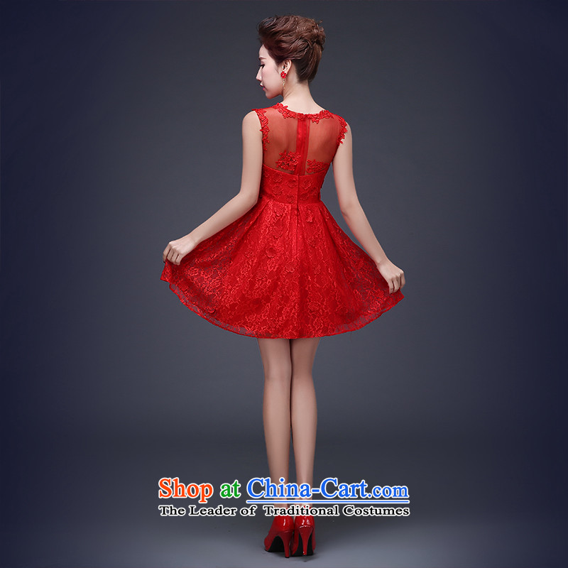 Lily Dance wedding dresses new 2015 Red shoulders lace bride bows Dress Short winter clothing) wedding-dress female red , L, Lily Dance (ball lily shopping on the Internet has been pressed.)