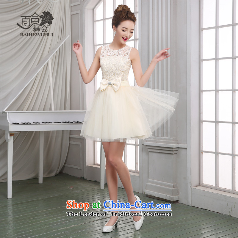 Lily Dance bridesmaid dress new 2015 summer short of Sau San bridesmaid mission dress bridesmaid sister skirt annual service banquet show moderator small dress female champagne color L, Lily Dance (ball lily shopping on the Internet has been pressed.)