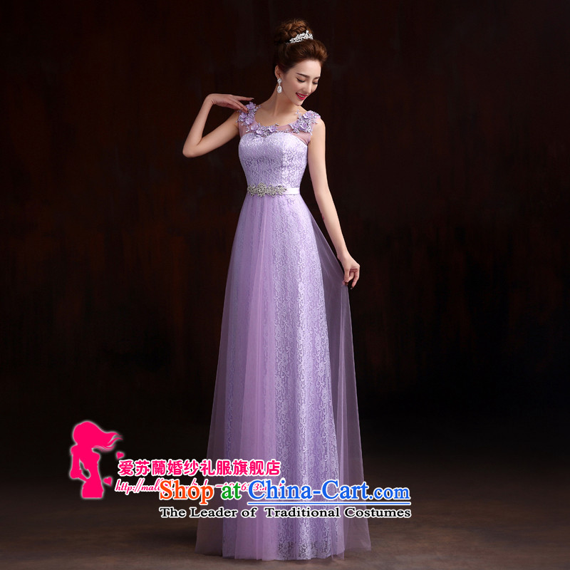 The magnificent French stereo embroidery luxury Princess Bride, Korean wedding dresses toasting champagne evening dress with a light purple?XL