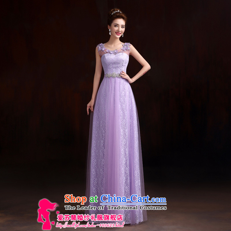The magnificent French stereo embroidery luxury Princess Bride, Korean wedding dresses toasting champagne evening dress with a light purple love Su-lan has been pressed XL, online shopping