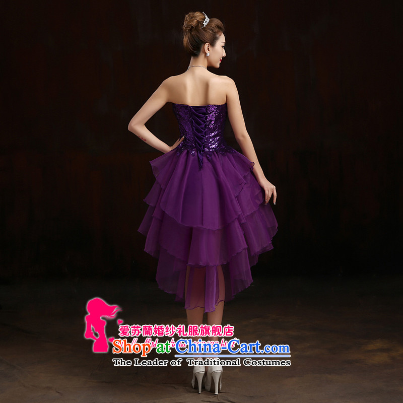 Nice little dress bridesmaid dress star package shoulder dress will stage before long after the short dress purple made no refund is not replaced, Su-lan , , , shopping on the Internet