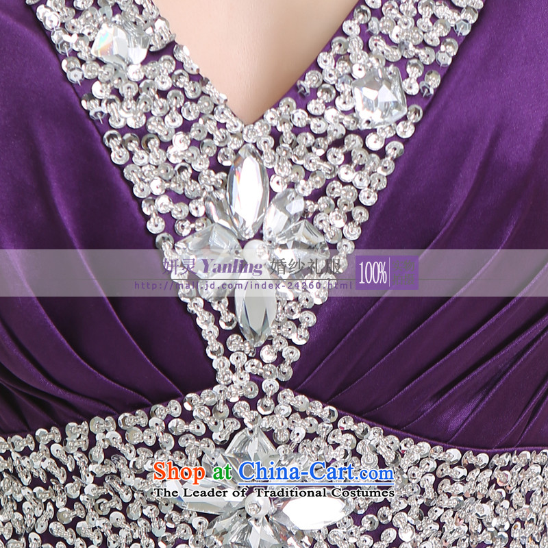 Charlene Choi Ling /YANLING2014 bride dress new V-Neck Strap long evening dresses show -14055 to purple XS, Charlene Choi Spirit (yanling) , , , shopping on the Internet