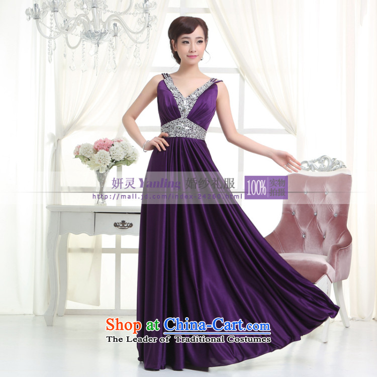 Charlene Choi Ling /YANLING2014 bride dress new V-Neck Strap long evening dresses show services -14055 purple XS picture, prices, brand platters! The elections are supplied in the national character of distribution, so action, buy now enjoy more preferential! As soon as possible.