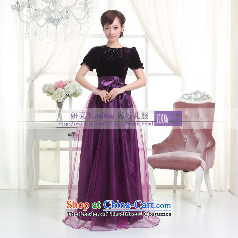Charlene Choi Ling /YANLING blue moderator dress skirt long shoulders diamond dress 14057 Sau San purple XXXXL, Charlene Choi Spirit (yanling) , , , shopping on the Internet