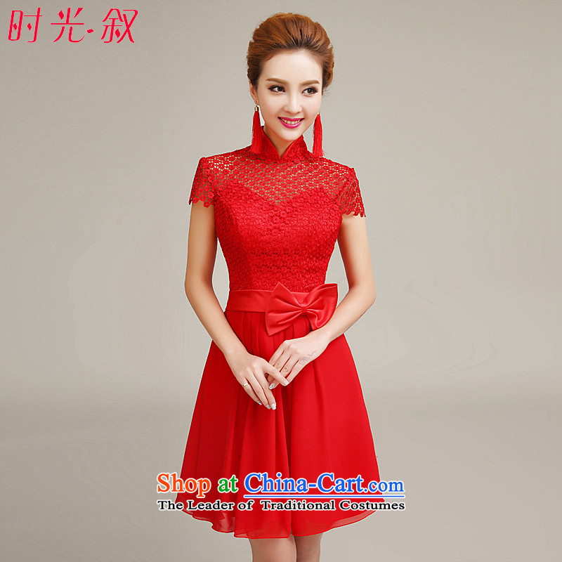 The Syrian Arab Republic a small red dress time?2015 new marriages short bag shoulder bows to lace bridesmaid evening dresses women?s autumn