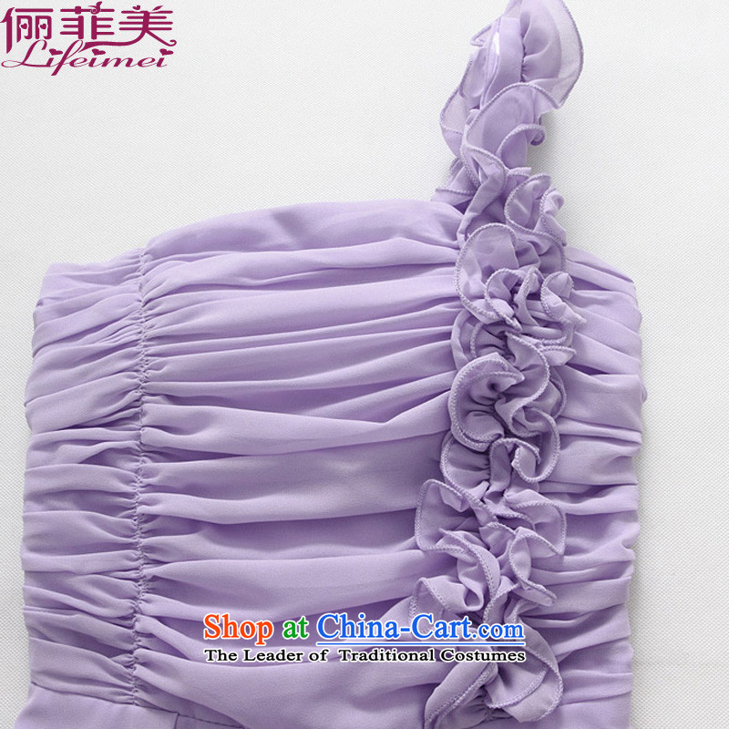158 United States, Japan, and the ROK, large stylish wedding dress fungus edge sister quarter shoulder foutune chiffon skirt dresses in the skirt purple XXXL, 158 and shopping on the Internet has been pressed.