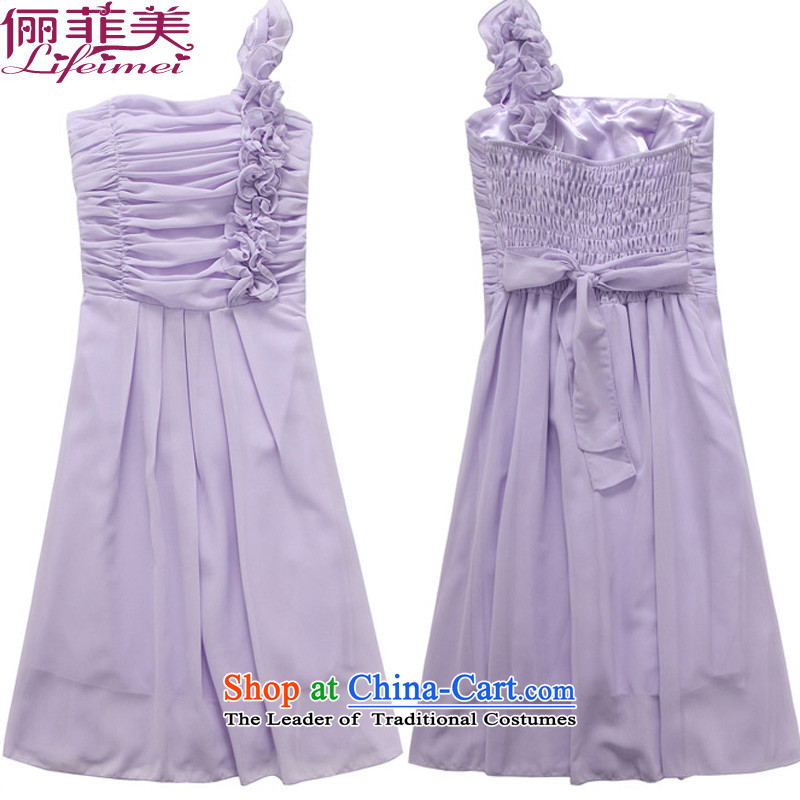 158 United States, Japan, and the ROK, large stylish wedding dress fungus edge sister quarter shoulder foutune chiffon skirt dresses in the skirt purple XXXL, 158 and shopping on the Internet has been pressed.
