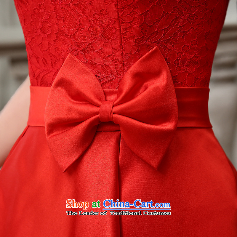 Talk to her new bride 2015 wedding dress short skirt of a wedding red field shoulder bows spring and summer clothing RED M whisper to Madame shopping on the Internet has been pressed.