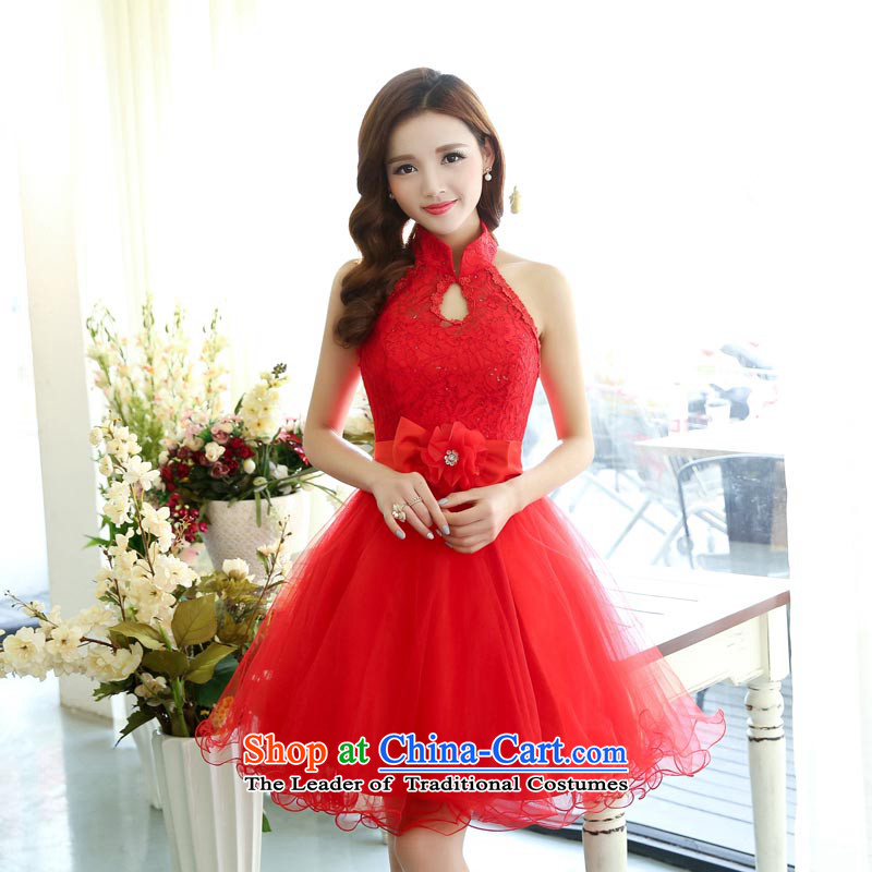2015 Spring New bridesmaid service, establishment of autumn and winter new bride sister married in special evening dresses show small annual dress red?XL
