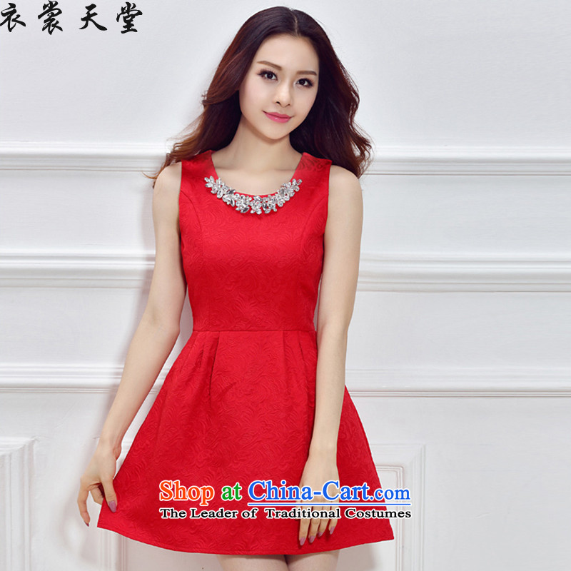 Yi God Spring 2015 new small-wind female dresses bridesmaid skirt aristocratic wind small dress code princess dress 5,828 large red L