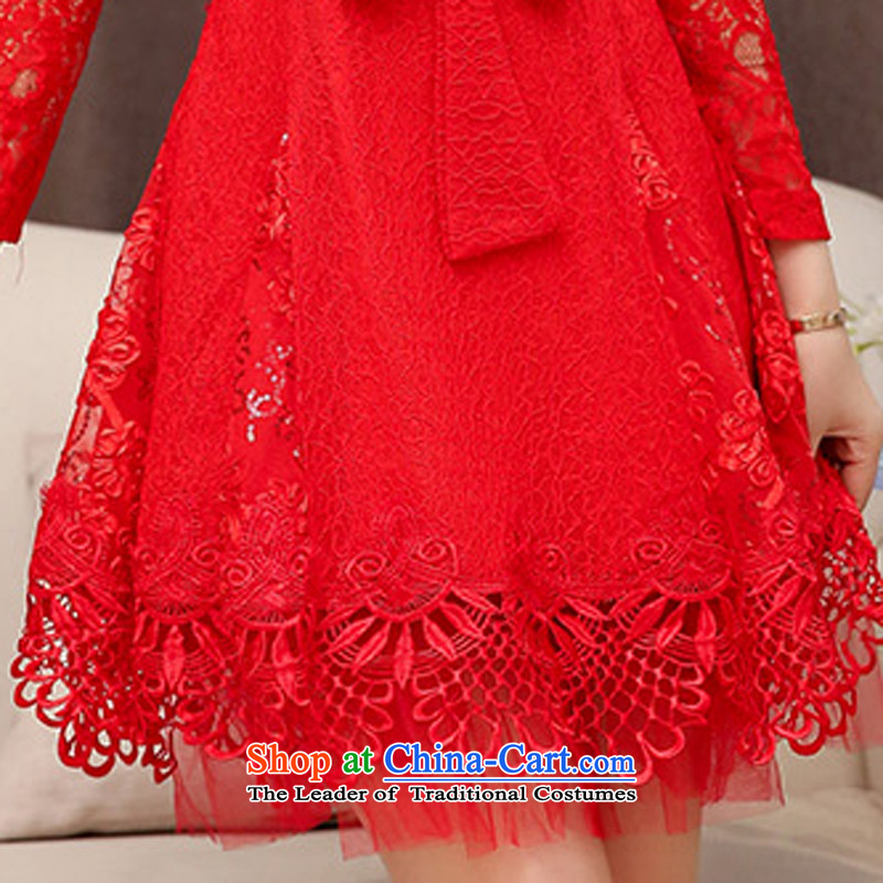 Lozet 2015 new bride bridesmaid marriage bows evening dresses lace stitching Sau San dresses dress red XL, Lozet (ROLUZEE) , , , shopping on the Internet