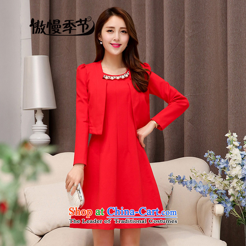 2015 autumn season arrogance new bride with large red dress marriage the lift mast bows dress Red Dress Sau San two kits red XXL