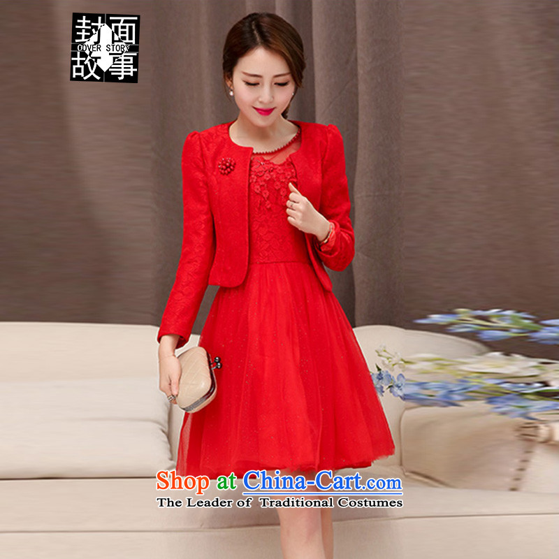 Cover story in the spring of 2015, the New Sau San two kits bride bows dress wedding dress dress jacket kit + Red M