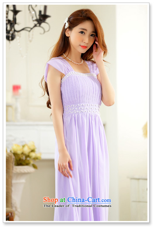 158 and the 2015 Korea Women's large elegant manually staple bead evening dresses and sisters skirt long chiffon small dress party for long skirt purple will  F 90-115 suitable for Picture, price, the burden of brand platters! The elections are supplied in the national character of distribution, so action, buy now enjoy more preferential! As soon as possible.