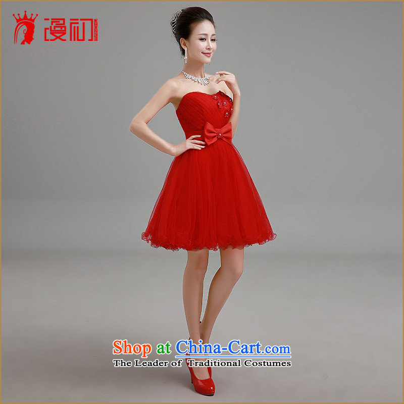 In the early 2015 new man anointed chest bride dresses red short of bridesmaids marriage bows services with small red  XXL, dress early man , , , shopping on the Internet